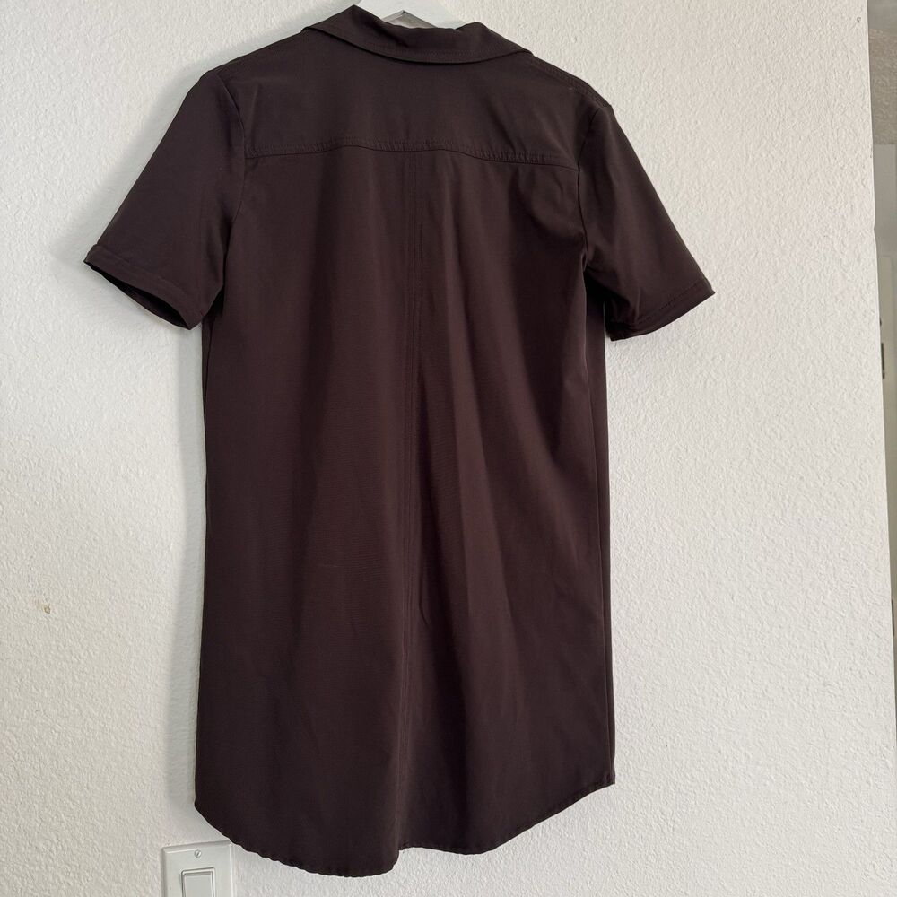 Nicole Frank $375 Brown Sandy Classic Safari Dress Mini Tie Front NWOT Size S - Picture 6 of 7